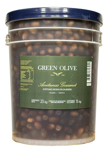 Aceitunas Negras Nat. Cond. En Aceite Nº 00 X 15 Kg. Balde