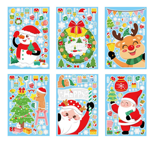 6 Uds Ventana De Navidad Se Aferra Pegatinas De Ventana De
