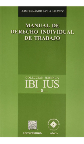 Manual De Derecho Individual De Trabajo: No, De Ávila Salcedo, Luis Fernando., Vol. 1. Editorial Porrúa, Tapa Pasta Blanda, Edición 2 En Español, 2018