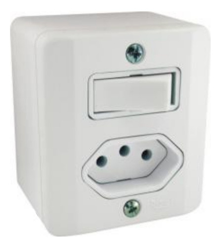 Conjunto Interruptor E Tomada Sobrepor 10a 250v Branco Box