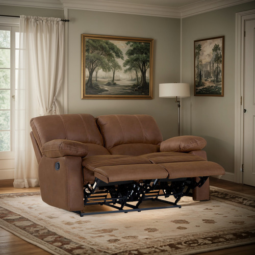 Sofá Reclinable Rosen Archie 2 Cuerpos Manual Tela Café