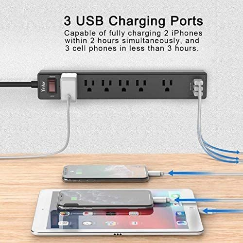 Enchufe Inteligente Marca Yintar /6 Tomas/3 Usb/black