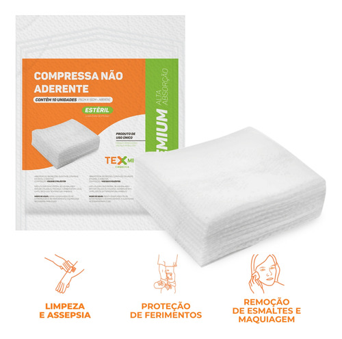 Compressa Não Aderente Estéril Texmed 45 Env (450 Unidades)