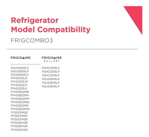 Frigidaire Frigcombo3 Wf3cb Water Paultra Air Filter Combo