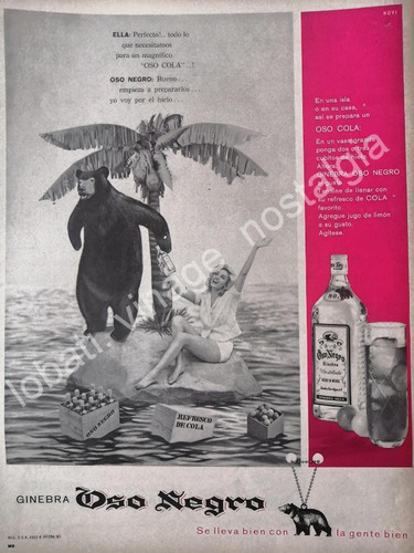 Cartel Publicitario Retro Ginebra Oso Negro 1961 /v291