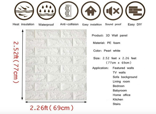 Imagen 3 de 7 de Papel Tapiz Diseño De Ladrillo Pack De 10 Rollos