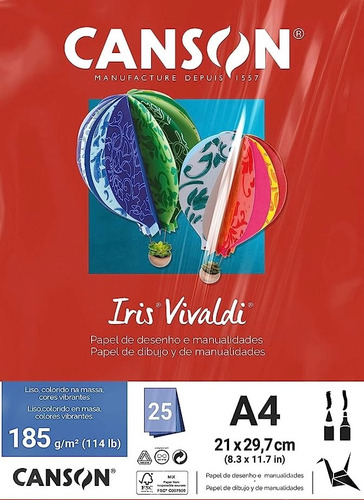 Papel Canson Color Iris Vivaldi Vermelho A4 185g/m