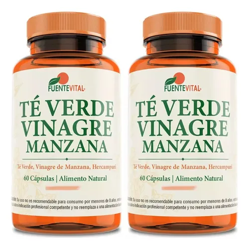 Vinagre Manzana + Té Verde, 2 Frascos, 120 Cápsulas
