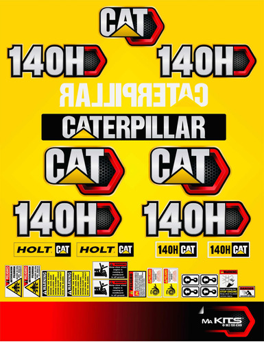 4 Kits Calcomanías Para Motoconformadora 140h Cat