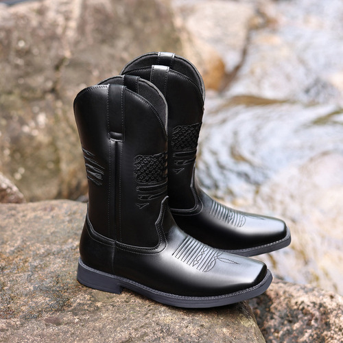 Botas Vaqueras Hombres Hombre Casuales Con Punta Cuadrada