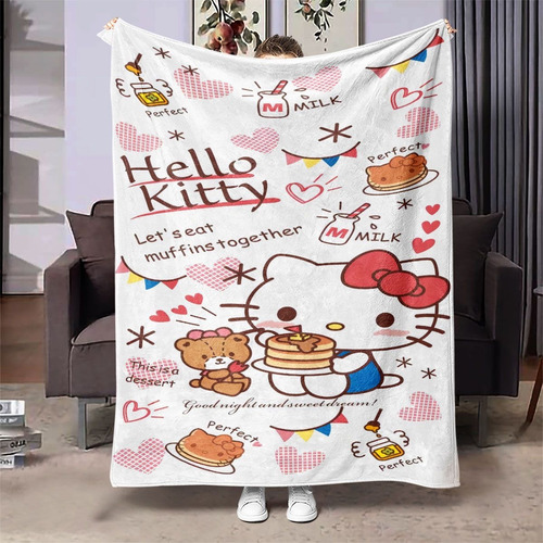 Hello Kitty Anime Padrão Digital Cobertor De Pelúcia Macio
