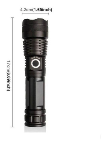 Linterna Tactica Led P50 Recargable Usb Zoom