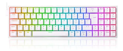 Teclado Mec Redragon Pollux 75% Rgb Branco Switch Blue Abnt2 Idioma Português Brasil