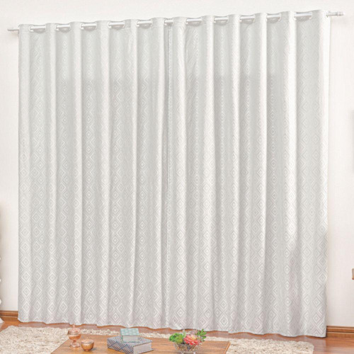 Cortina Em Jacquard Bahamas 4,00 X 2,70 Varão - Cinza Claro