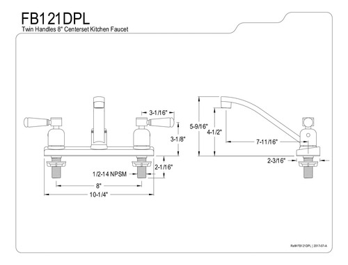 Grifo De Cocina Kingston Brass Fb121dpl Paris 8 Centerset, X