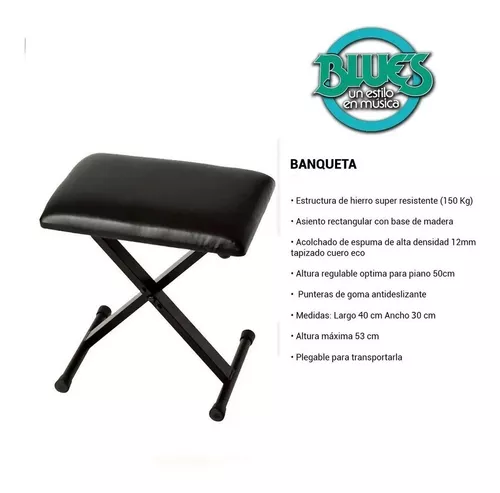 Banqueta Piano Teclado + Soporte Tijera 