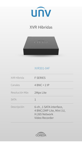 Grabadora Dvr Uniview Xvr301-04f 4 Canales