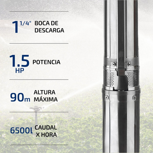 Imagen 2 de 9 de Bomba Sumergible Pozo Napa 4 PuLG 1,5 Hp 6500l Tablero Cable