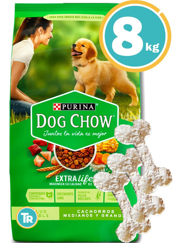 Imagen 1 de 8 de Dog Chow Perros Cachorro 8kg Y Salsa + Envío Gratis*