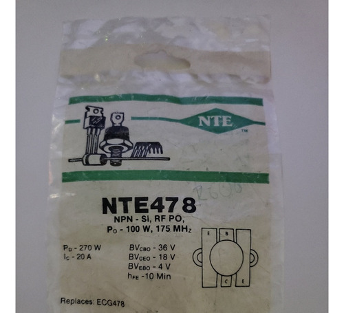 Transistor Nte478 / Ecg478 100w 175mhz