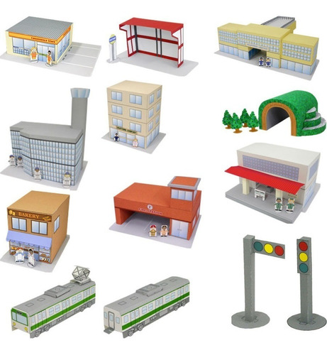 Maquetes De Papel 3d / Mais De 50 Ítens Para Uma Mini Cidade