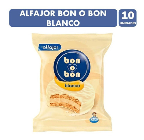 Alfajor Bon O Bon Chocolate Blanco (pack De 10 Unidades)