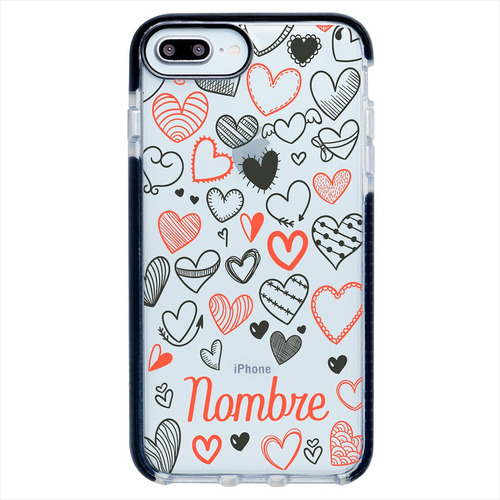 Funda Para iPhone Corazones Personalizada Con Nombre