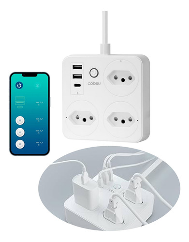Regua Extensão Inteligente 3 Tomada 3 Usb Wifi Alexa Google