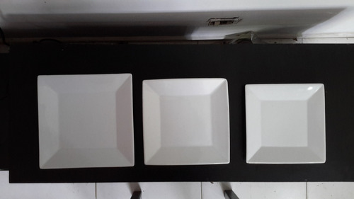 Platos Cuadrados Blancos De Porcelana