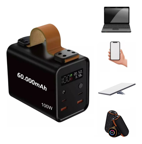 Powerbank Bateria 100w 6h De Uso + Cabo Usb-c Starlink Mini Cor Preto