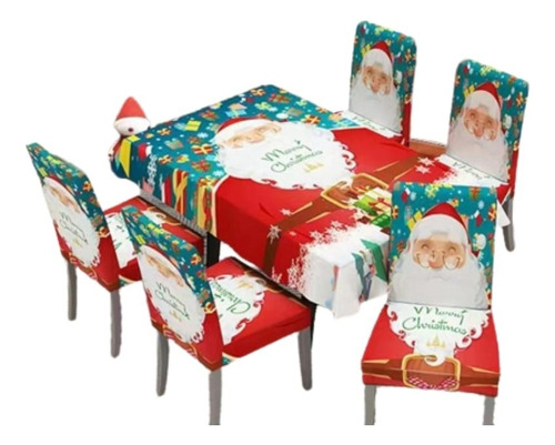 Set Navideño Mantel Navidad + 6 Fundas Sillas Pack Cl-18.p
