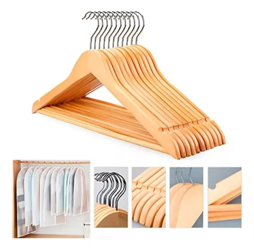 1 Percha De Madera, Percha De Madera Antideslizante Para Trajes,  Pantalones, Chaquetas, Juego De Perchas Para Ropa Resistente, Perchas Para  Armario, Natural, Moda de Mujer