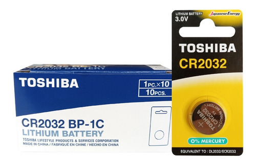 Pila Bateria De Botón Litio Cr2032 Toshiba Caja 10 Blister