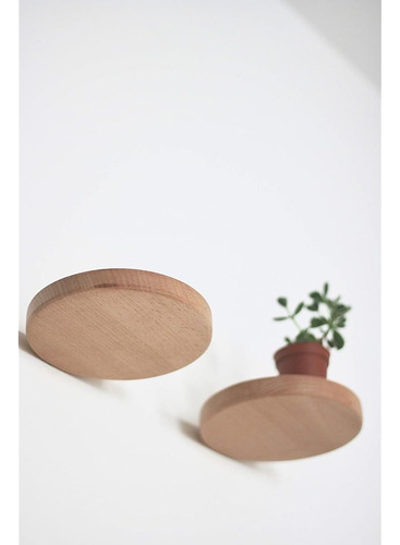 Anaan Coracle Estante Flotante De Madera Redondo Montado En
