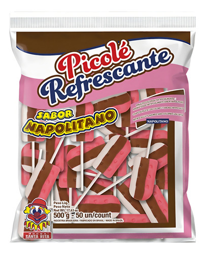 Pirulito Picolé Refrescante Napolitano Doces Santa Rita 500g
