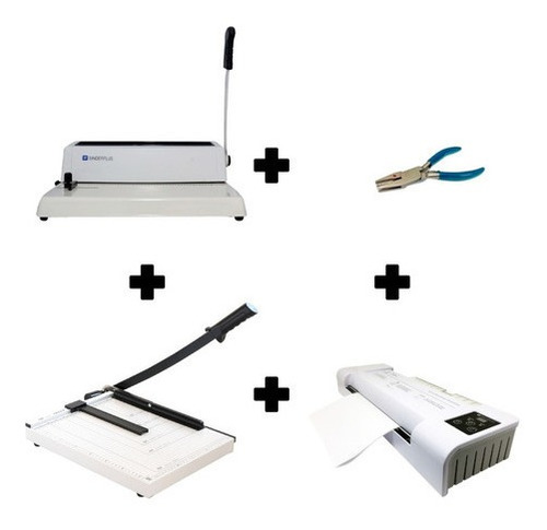 Anilladora A4 + Guillotina Of + Laminadora A3 + Pinza