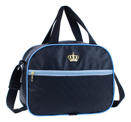 Bolsa Maternidade Pequena Versátil Mamãe Bebê Cor Preto com Azul