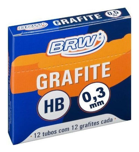 Grafite 0.3mm Hb Com 12 Unidades Brw - Caixa C/ 12 Tubos