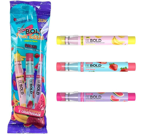 Marca Texto Be Bold Fruit Edition - Picolé - 3un - Newpen