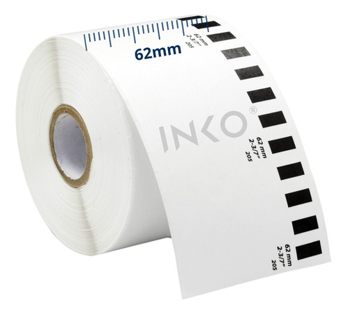 Rollo De Etiquetas Brother Dk2205 Ql700 Ql800 62mm 30 Mts Color Blanco