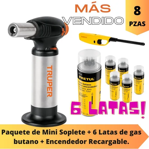 Mini Soplete Recargable Enc Electrico + 6 Latas + Encendedor Meses