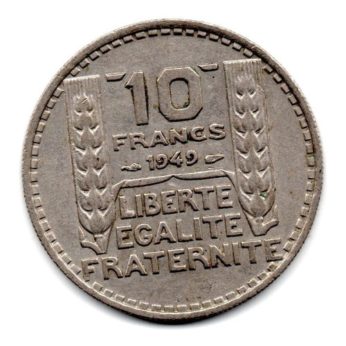 Francia Moneda 10 Francos Año 1949 Km#909.1