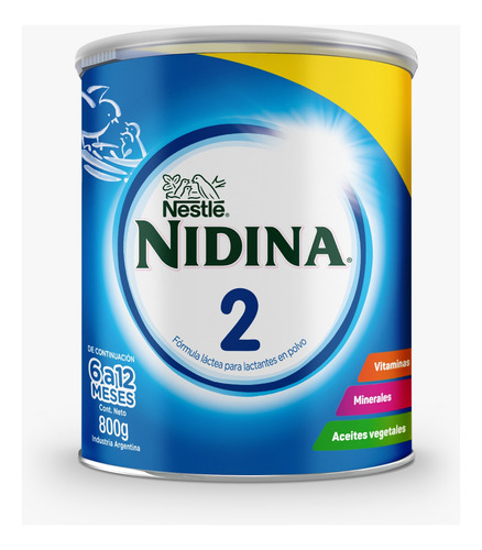 Leche De Fórmula En Polvo Nestlé Nidina 2 X800g 6 A 12 Meses