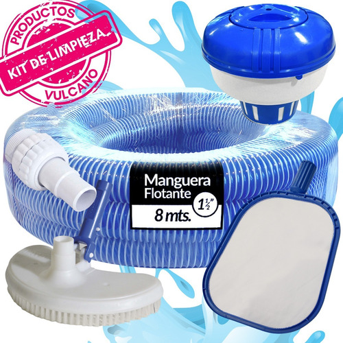 Imagen 1 de 10 de Kit Limpieza Vulcano: Limpiafondo + Manguera X 8 Mt + Acople