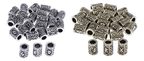 48x De Runas Barba Para El Cabello Pulseras Retro Colgantes