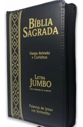 Bíblia Sagrada Letra Jumbo Com Harpa E Corinhos Almeida Revisada | Zíper Índice Luxo Palavras De Jesus Em Vermelho