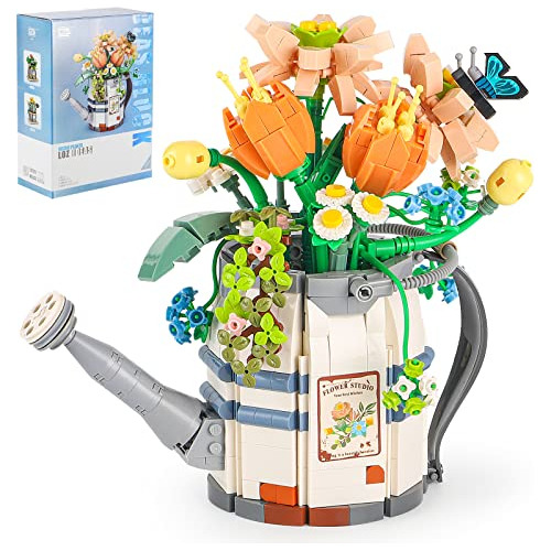 Lanliebao Building Sets Watering Can With Potted Plants Kit