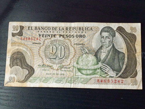4 Billetes De 20 Pesos Oro Colombiano