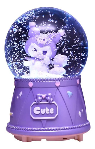 Esfera Bola De Nieve Cristal Con Luz Y Música Sanrio Kuromi