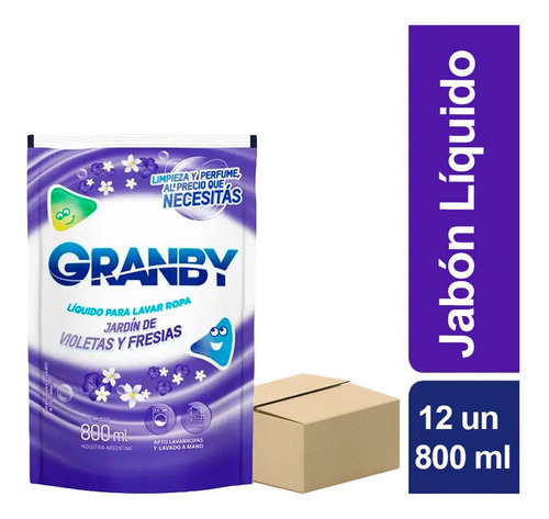 Pack X 12 Un Jabon Granby Jardin Violetas Y Fresias 800ml